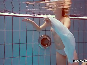 ultra-cute ginger-haired plays nude underwater