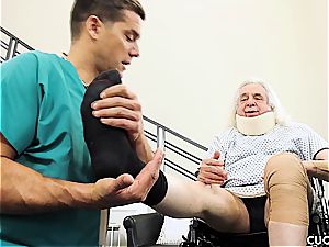 buxomy blond fucks a male nurse in front of her sugardaddy